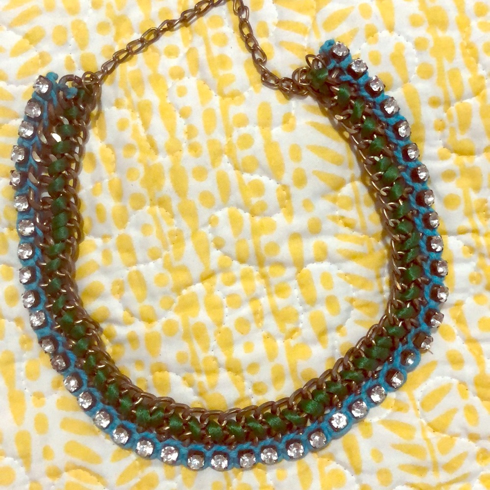 Blue and Green Indian thread worked necklace